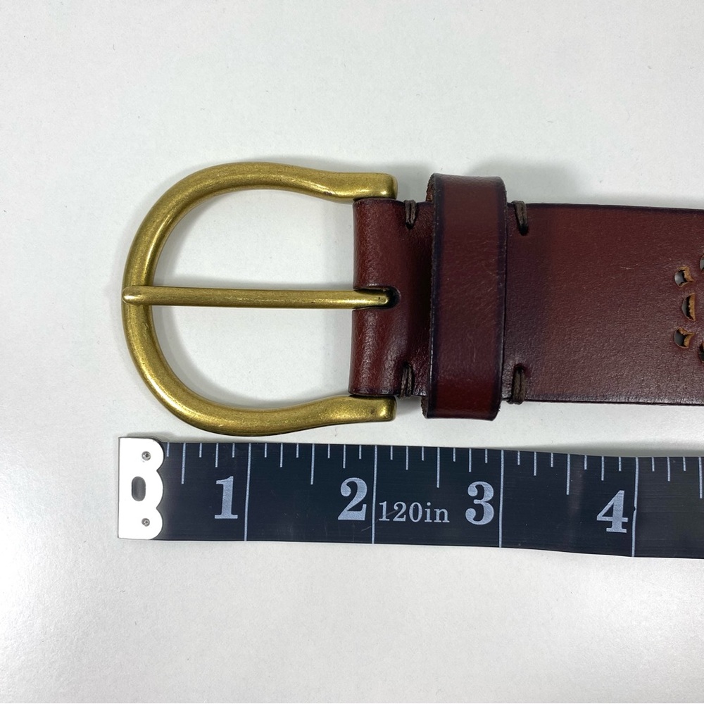 Lucky Brand Los Angeles Blossom Laser Cut Out Cognac Brown Casual Leather Belt L - Picture 11 of 14